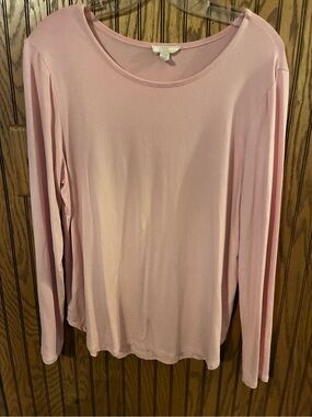 Cupio Long-Sleeve Scoop Neck Top in Blush Pink